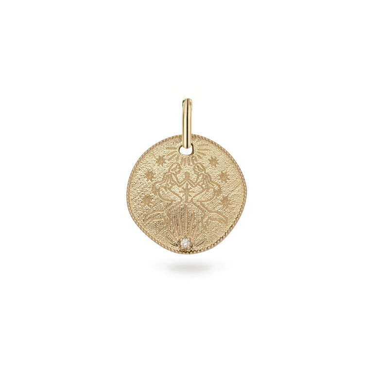 Diamond Mermaid Coin Pendant 9k Gold, , hi-res