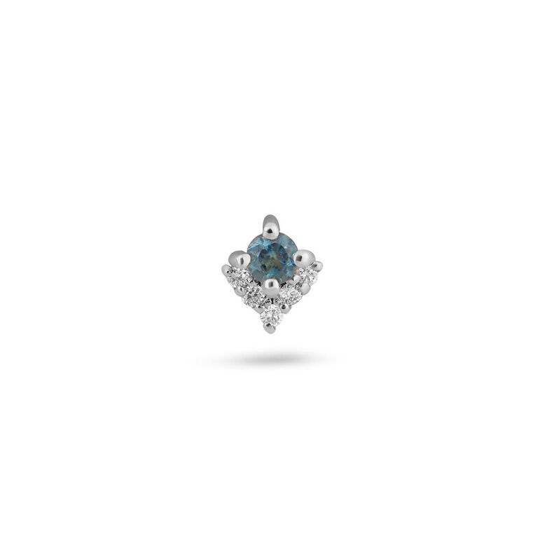 London Blue Topaz &amp; Diamond Arrow Flat Back 14k White Gold 8mm Single, , hi-res