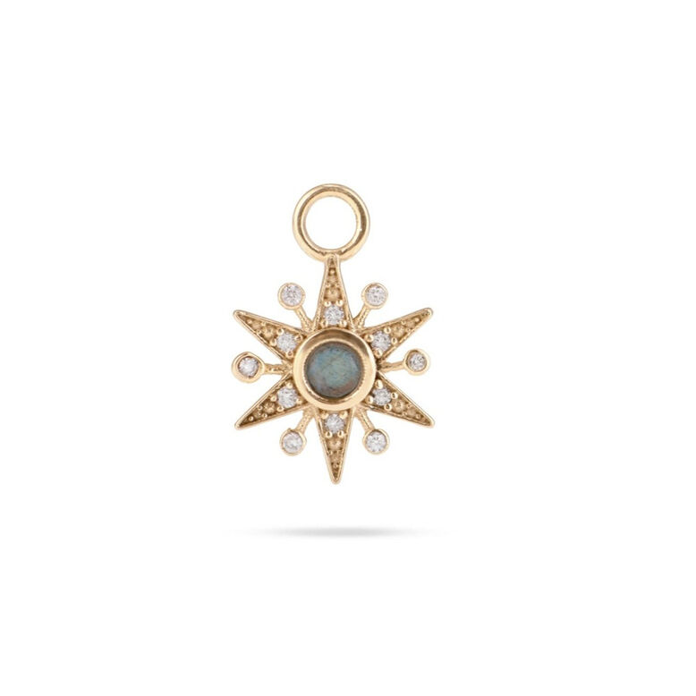 Limited Edition Diamond &amp; Labradorite Star Earring Charm 9k Gold Single, , hi-res