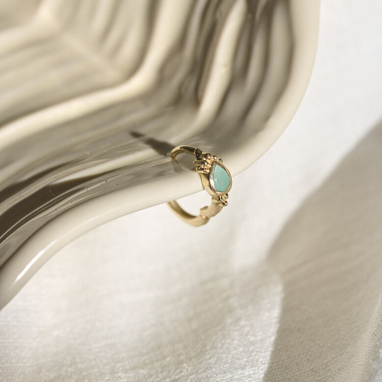 Amazonite Boho Huggie Hoop Earring 9k Gold single, , hi-res