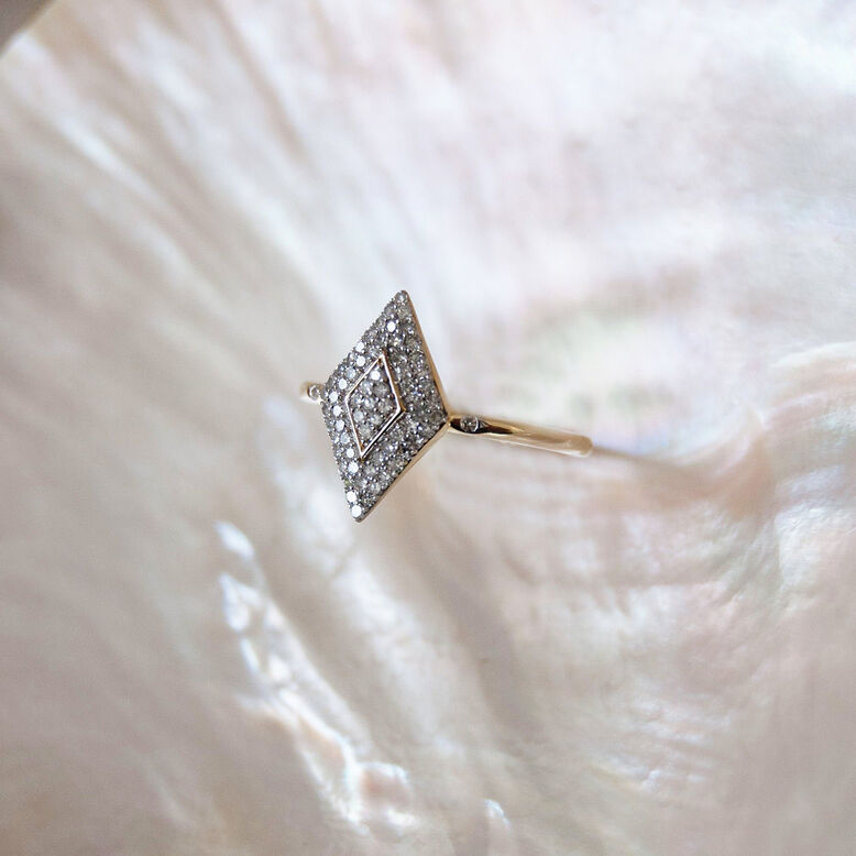 Diamond Pav&eacute; Ring 9k Gold Size OK, , hi-res