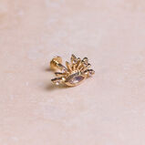 Moonstone &amp; White Sapphire Sunburst Flat Back Earring 9k Gold 8mm Single, , hi-res