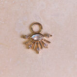 Moonstone &amp; White Sapphire Sunburst Earring Charm 9k Gold Single, , hi-res