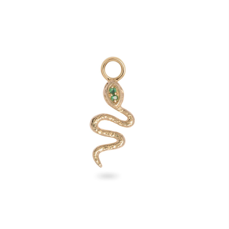 Emerald Snake Earring Charm 9k Gold Single, , hi-res
