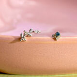 London Blue Topaz &amp; Diamond Arrow Flat Back 14k White Gold 8mm Single, , hi-res