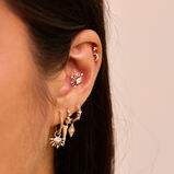 Moonstone &amp; White Sapphire Sunburst Flat Back Earring 9k Gold 5mm Single, , hi-res