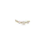 Graduated Diamond Curve Flat Back Earring 14k Gold 8mm Single