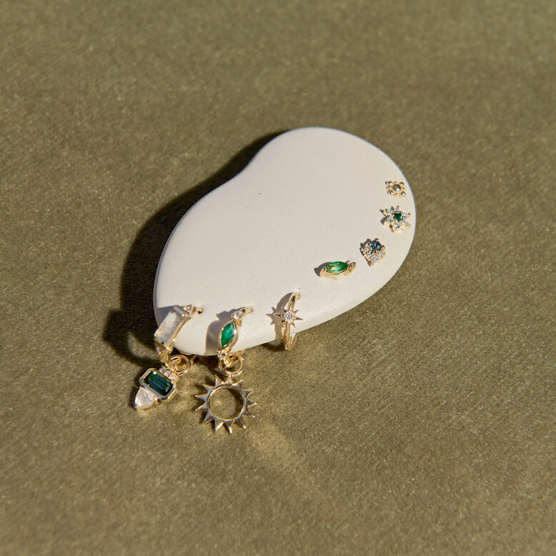 Beaded Flower Flat Back 9k Gold 8mm Single, , hi-res