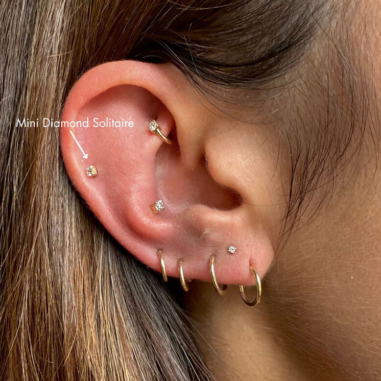 Mini Diamond Solitaire Flat Back 9k Gold 8mm Single, , hi-res