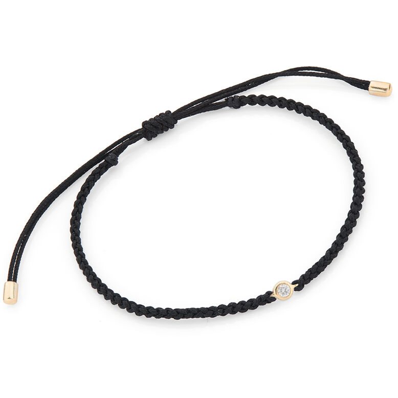 Diamond Solitaire Friendship Bracelet Black 9k Gold, , hi-res