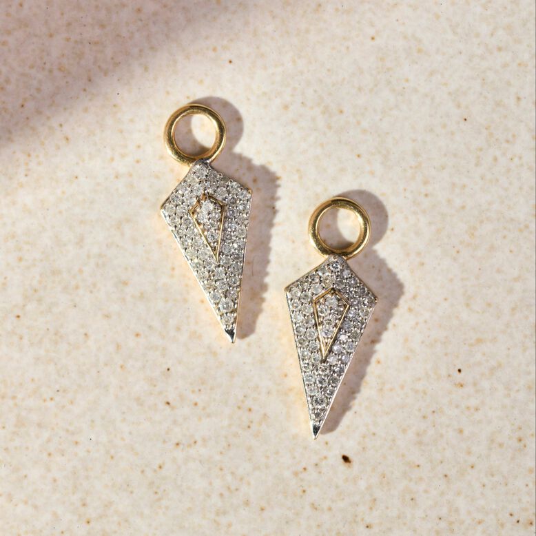 Diamond Rhombus Earring Charm 9k Gold Single, , hi-res