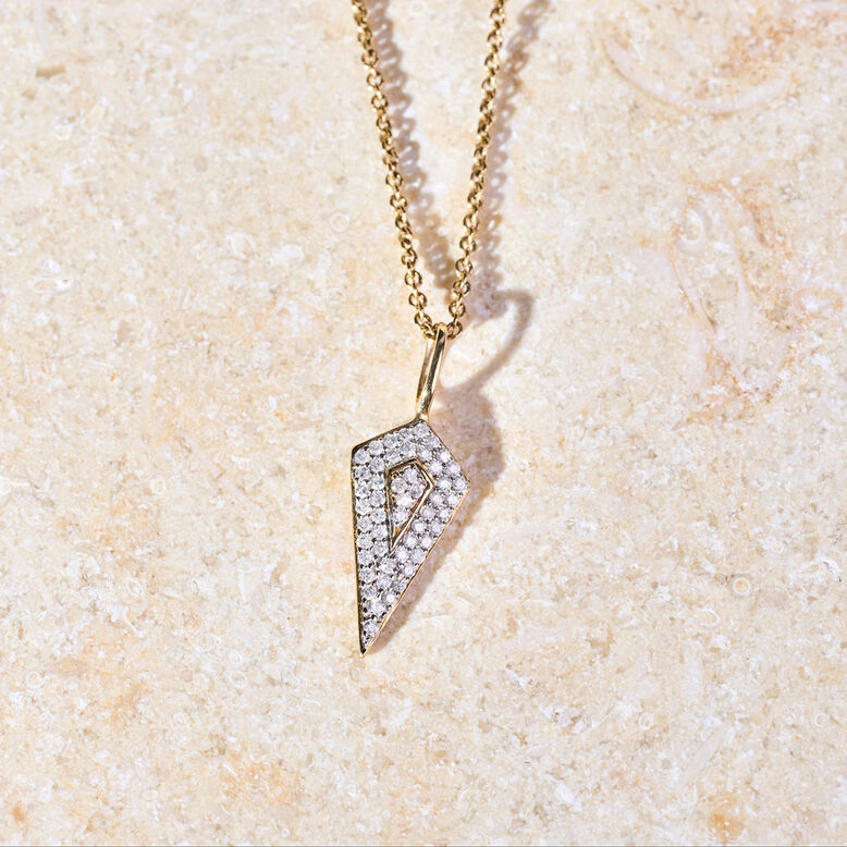 Diamond Rhombus Pendant 9k Gold, , hi-res