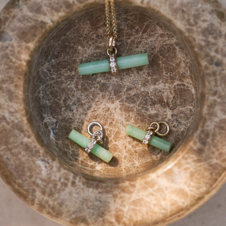 Chrysoprase T-Bar Earring Charm 9k Gold Single, , hi-res