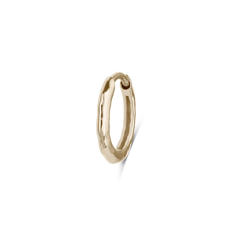 Hammered Huggie Hoop Earring 9k Gold Single, , hi-res