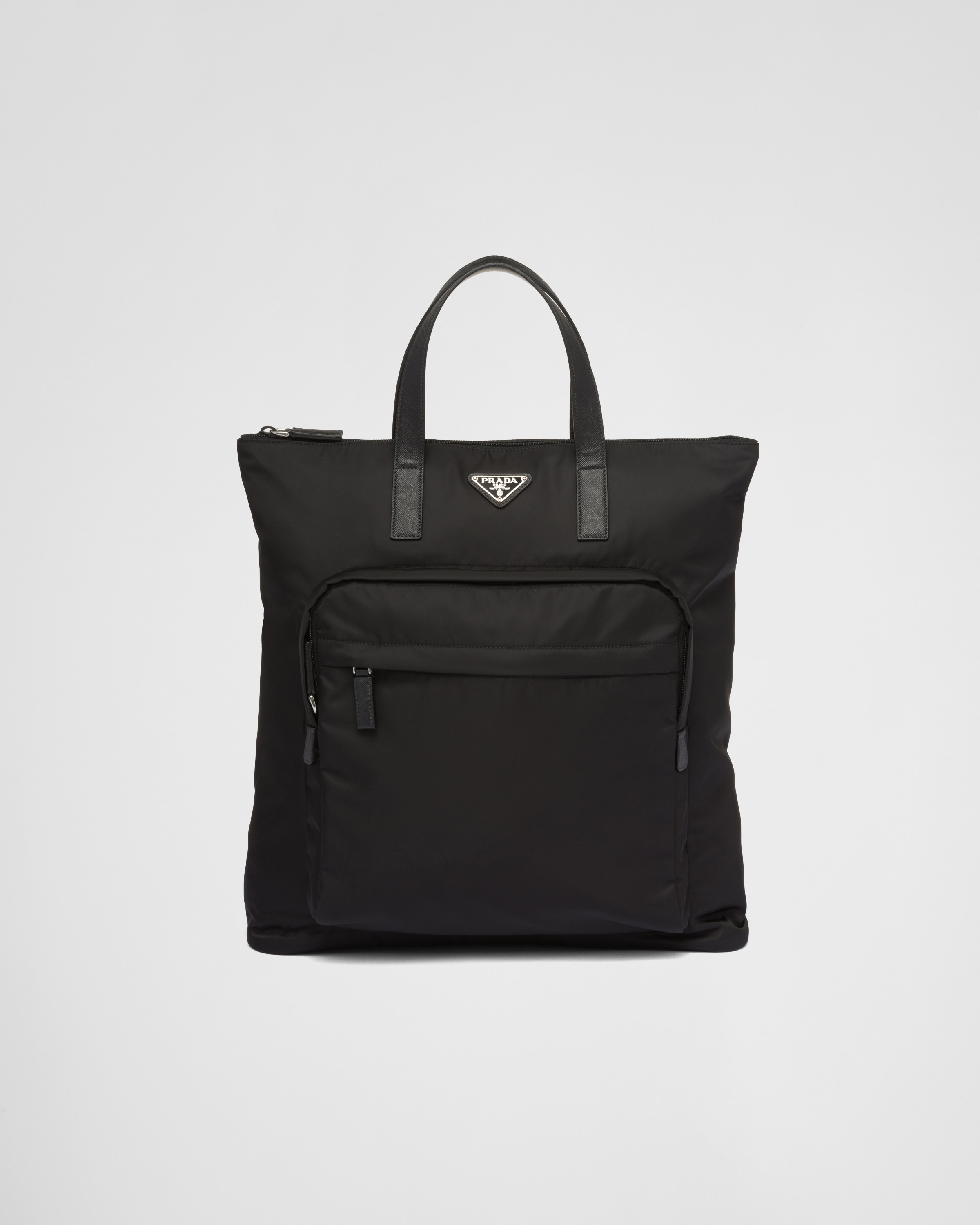Re-Nylon and Saffiano leather tote bag