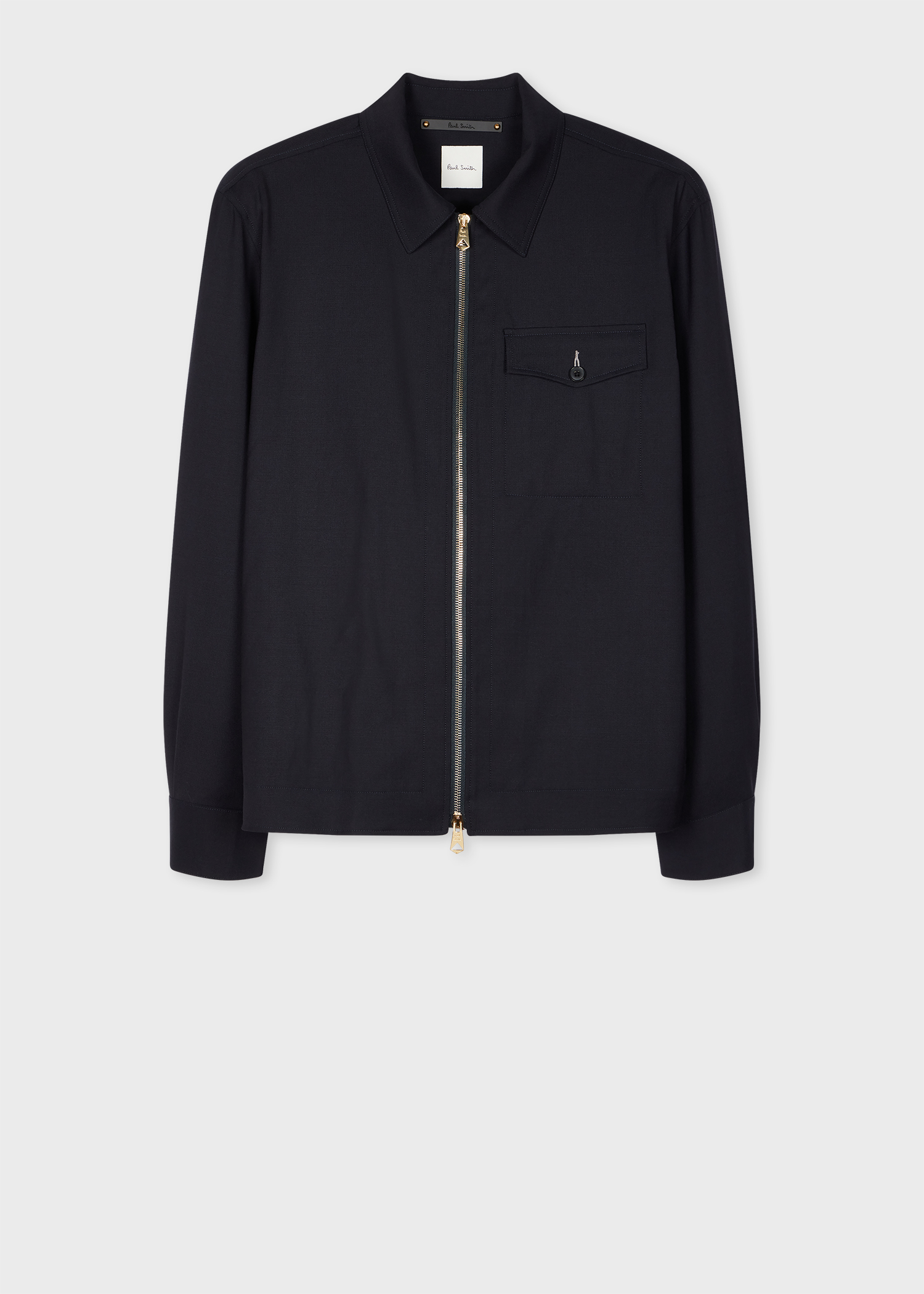 NAVY BI STRETCH LIGHTWEIGHT WOOL ZIP UP SHORT JACKET
