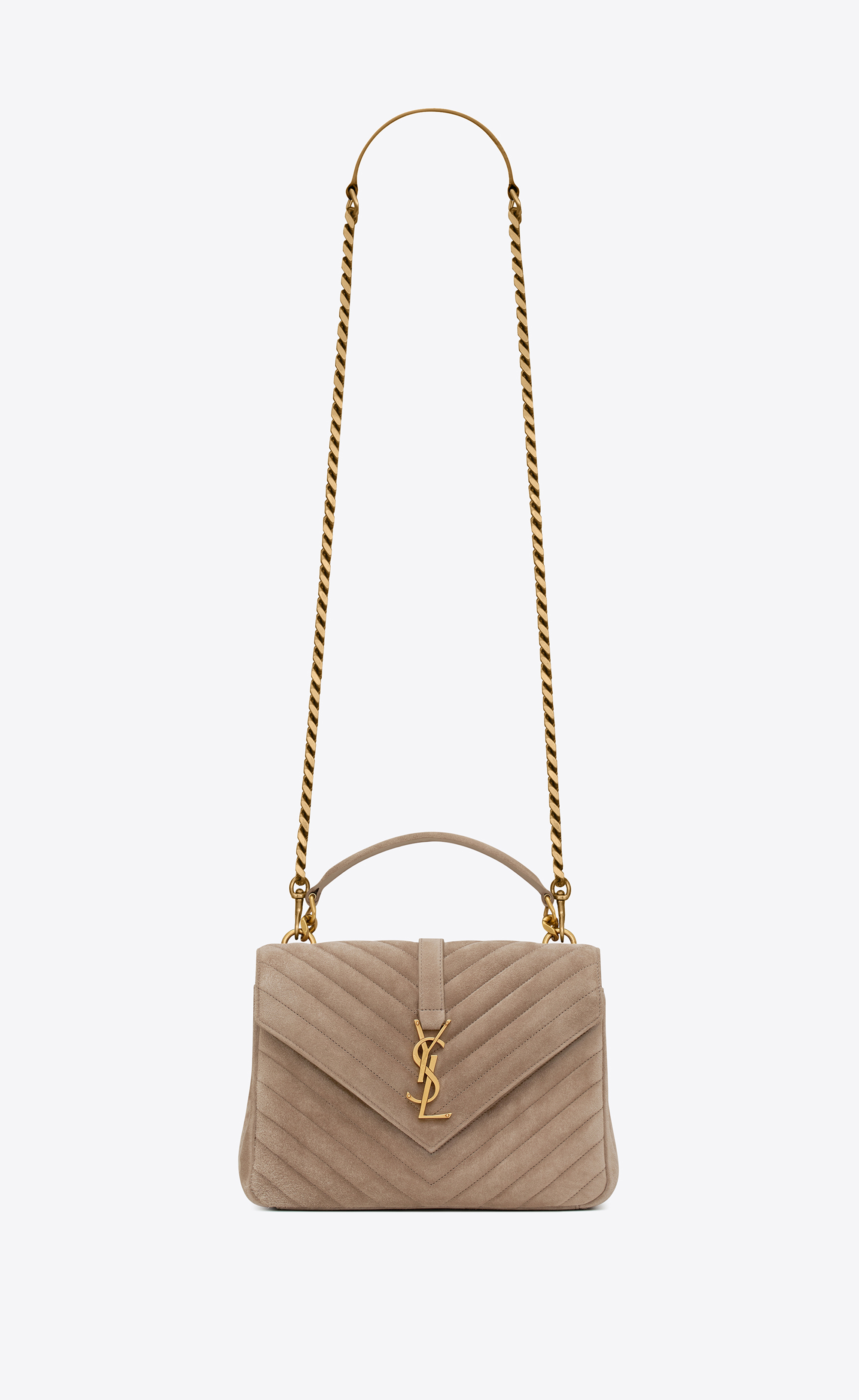 【SAINT LAURENT】COLLEGE CHAIN BAG MEDIUM Saint Laurent Medium College Chain Bag, Taupe - Monkee's of