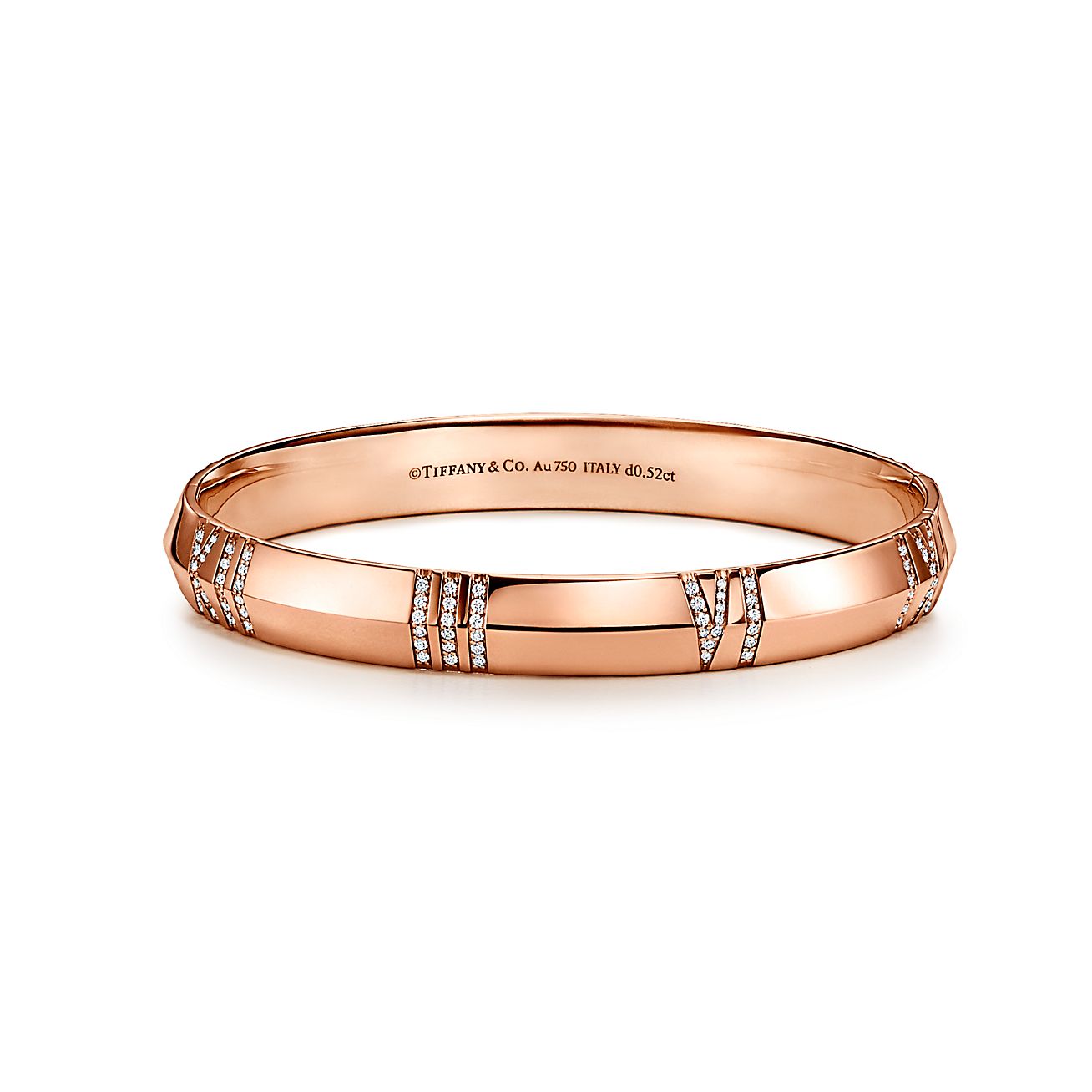 Atlas X Closed Wide Hinged Bangle in Rose Gold with Diamonds Size Medium Reserve Collect