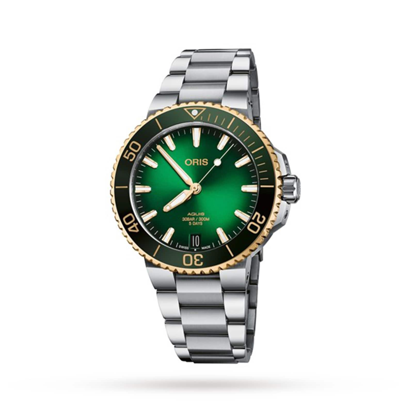 Oris Aquis Date Calibre 400 41.5mm Green Dial Mens Watch Fine