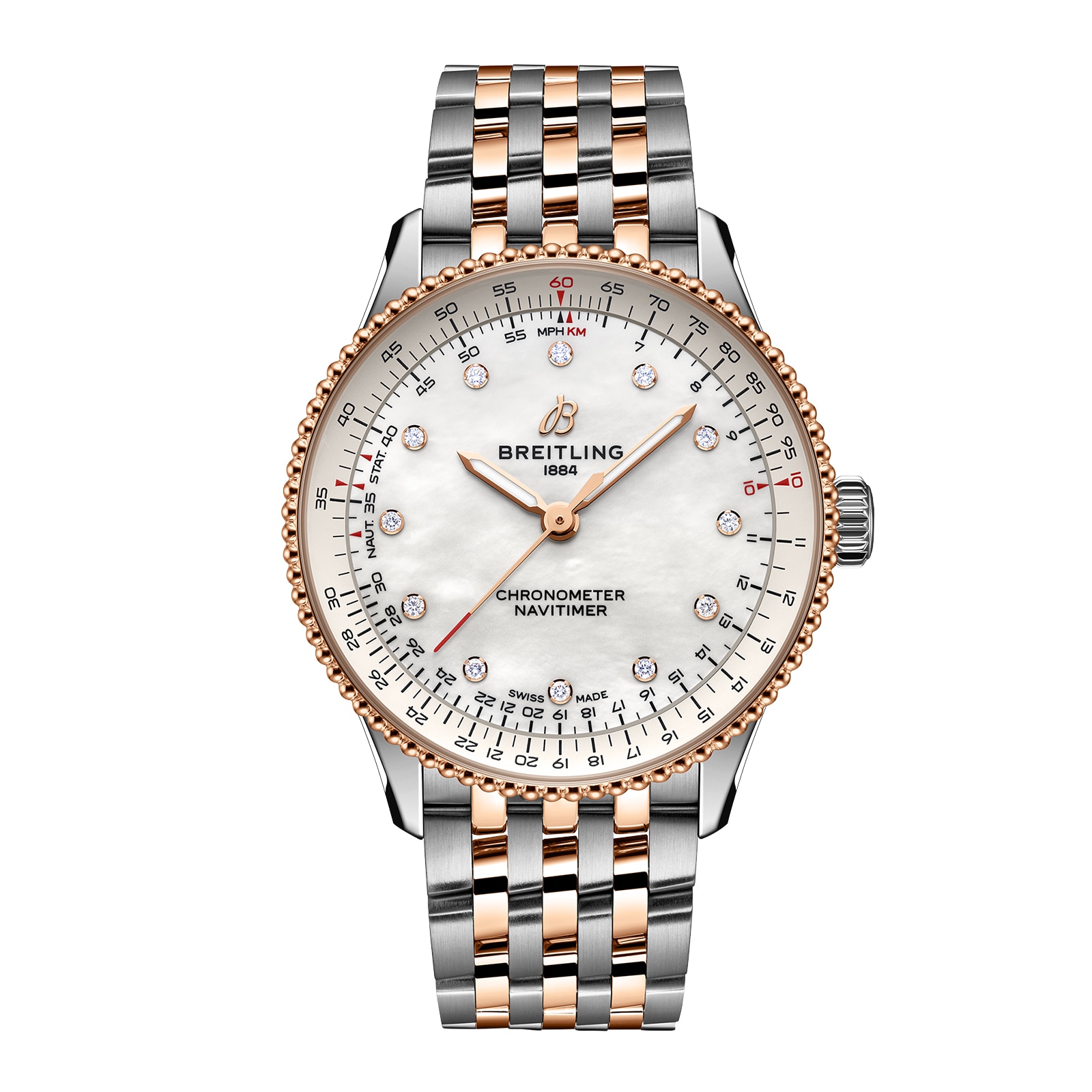 Breitling Navitimer 36mm Ladies Watch White Mother Of Pearl 