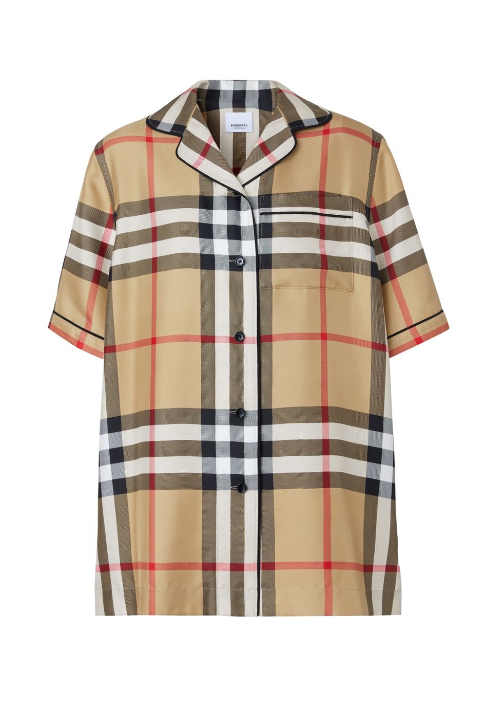 Burberry Vintage Check Silk Pyjama Shirt Tops | Heathrow Boutique