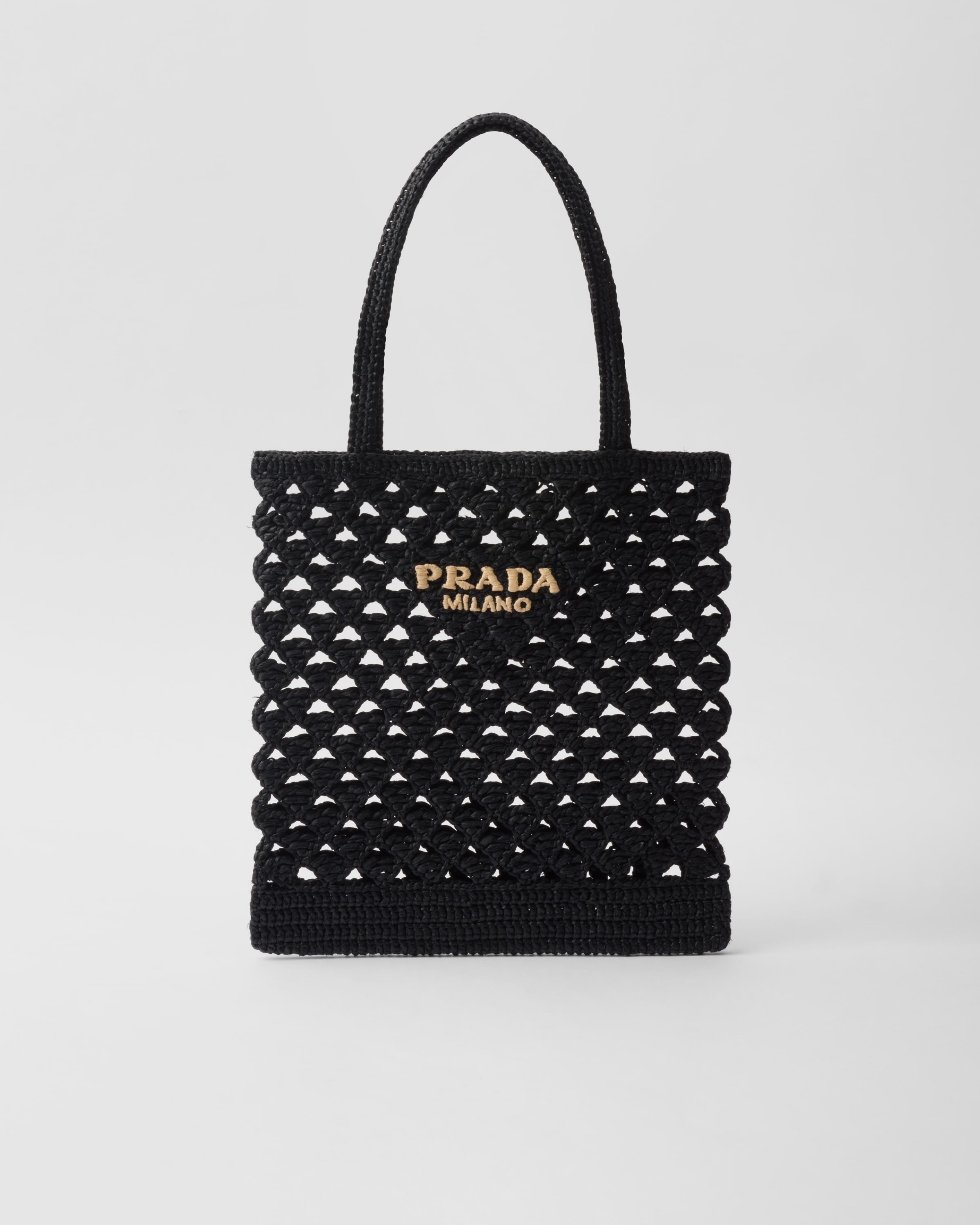 PRADA｜TOTEBAGS (1BG493 V OOO 2M2T F0ES7) Prada Small Crochet Tote Bag | Black | FARFETCH