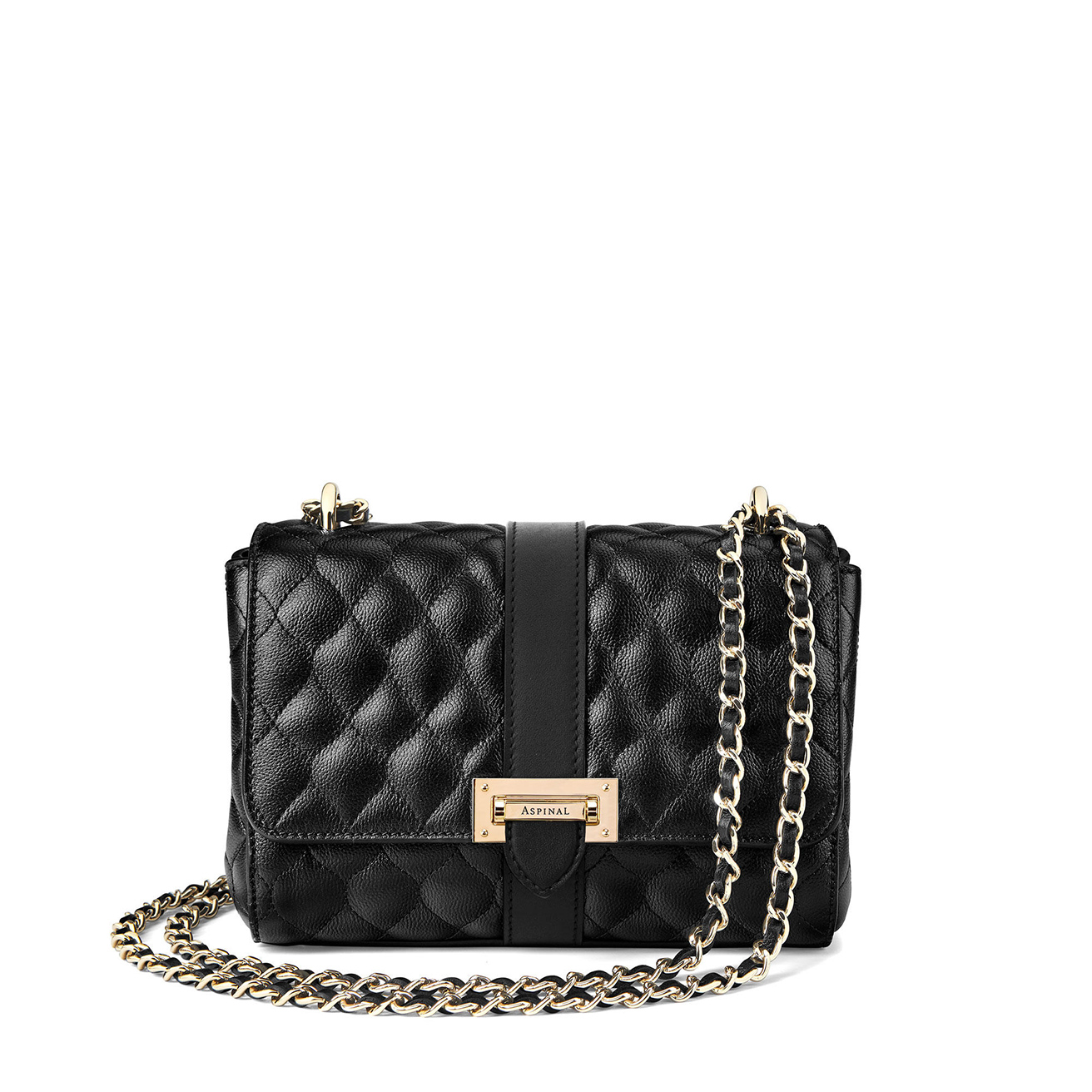 Aspinal of London Lottie Bag Black Quilted Shoulder | Heathrow Reserve ...