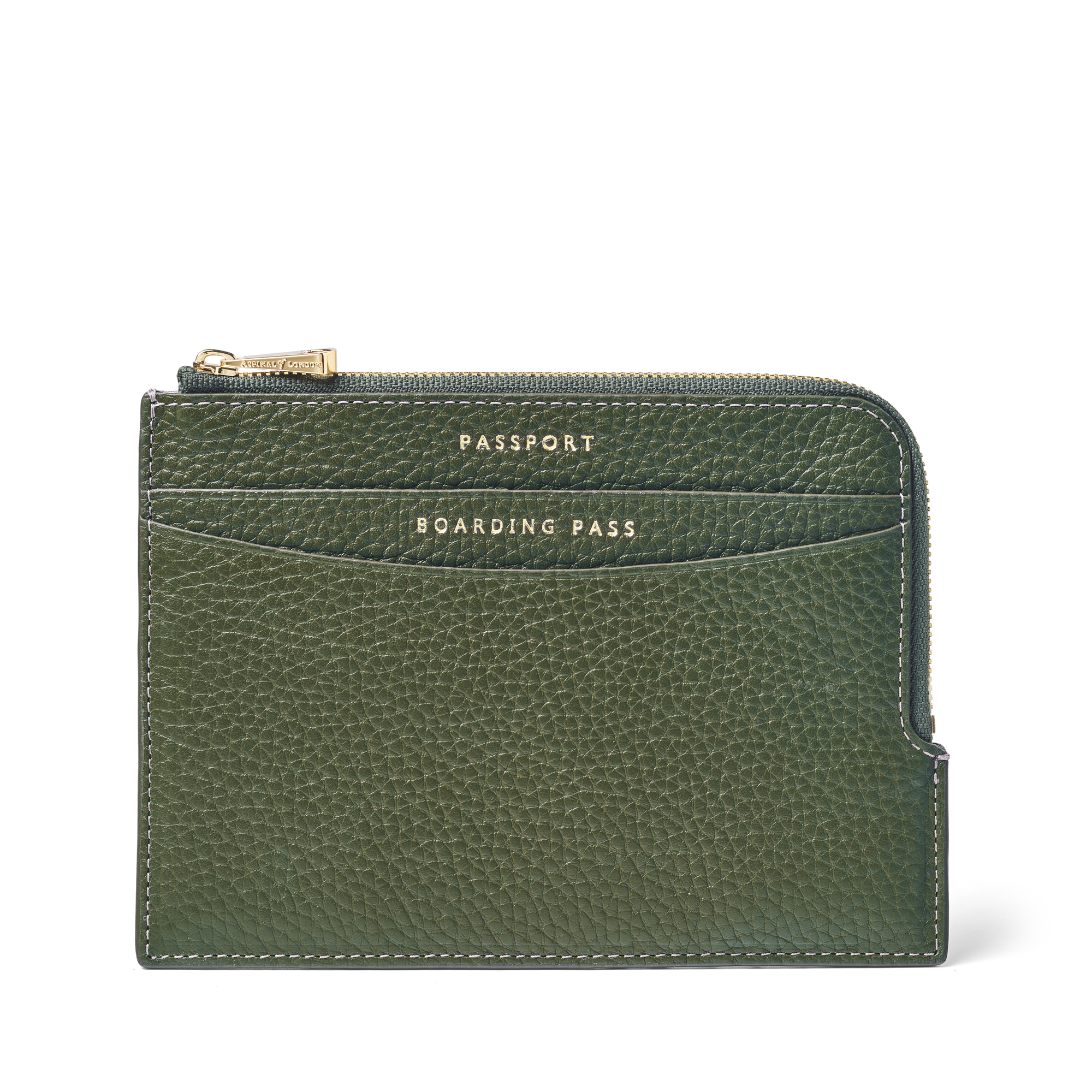 Aspinal of London Zipped Travel Wallet Racing Green Pebble Travel