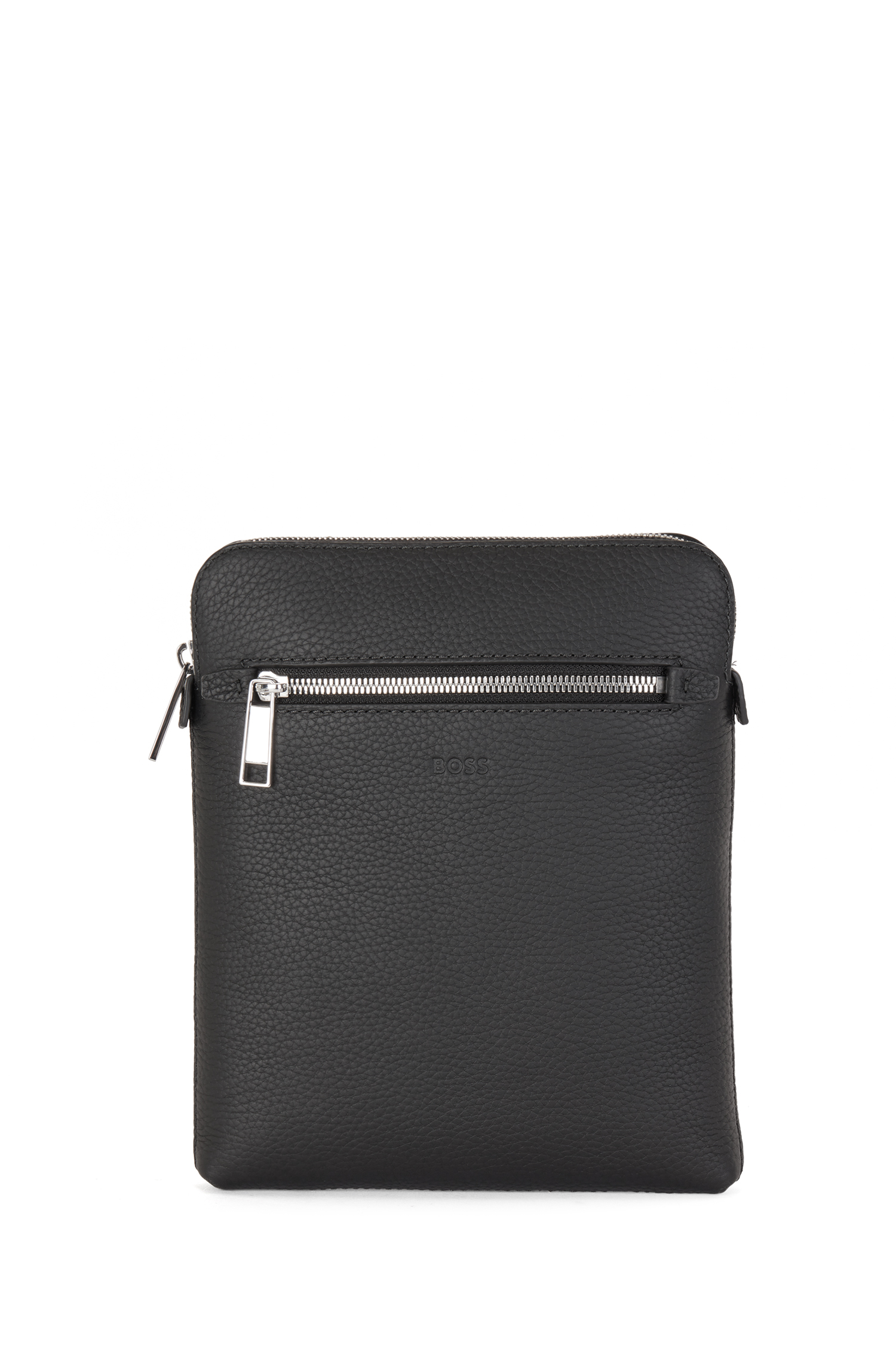 Boss Grained Italianleather envelope bag with front zip pocket